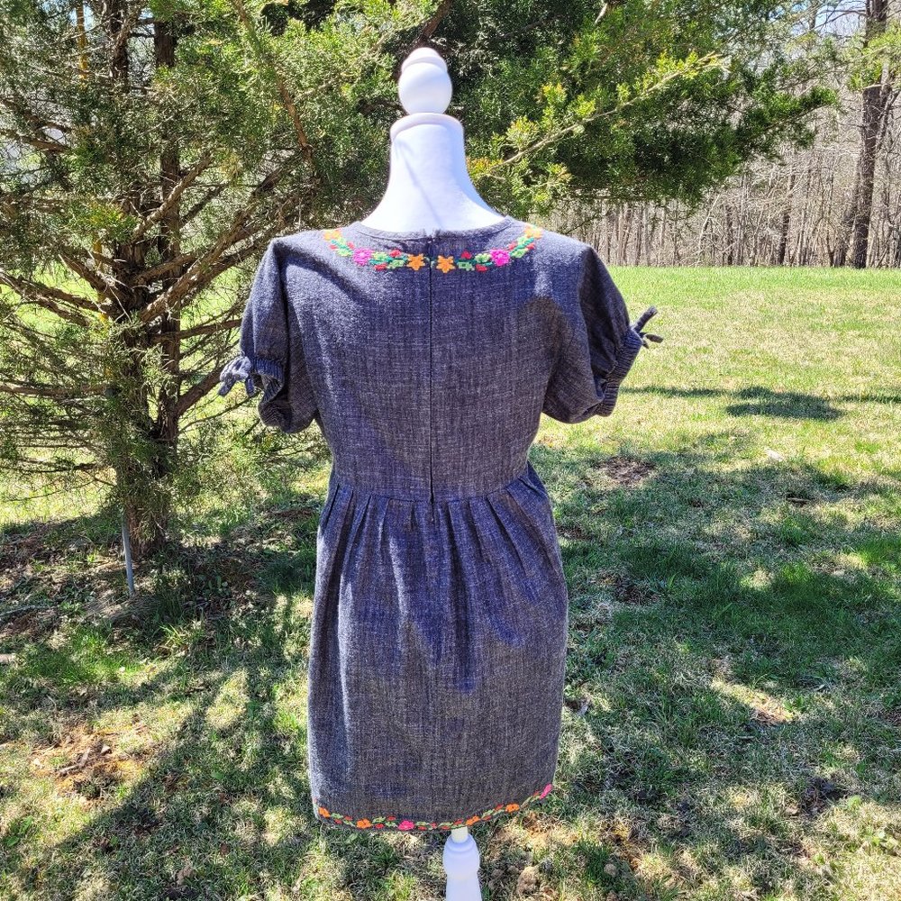 Free People Black Mini Dress with Floral Embroidery - Picture 3 of 9